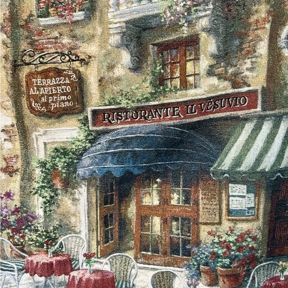 Tapestry Wall Hanging, Buon Appetito Artist N. Boehme Restaurant Tapestry Art